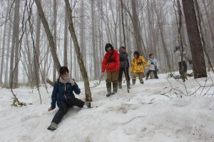 ヤマネの穴を探すグループのメンバー